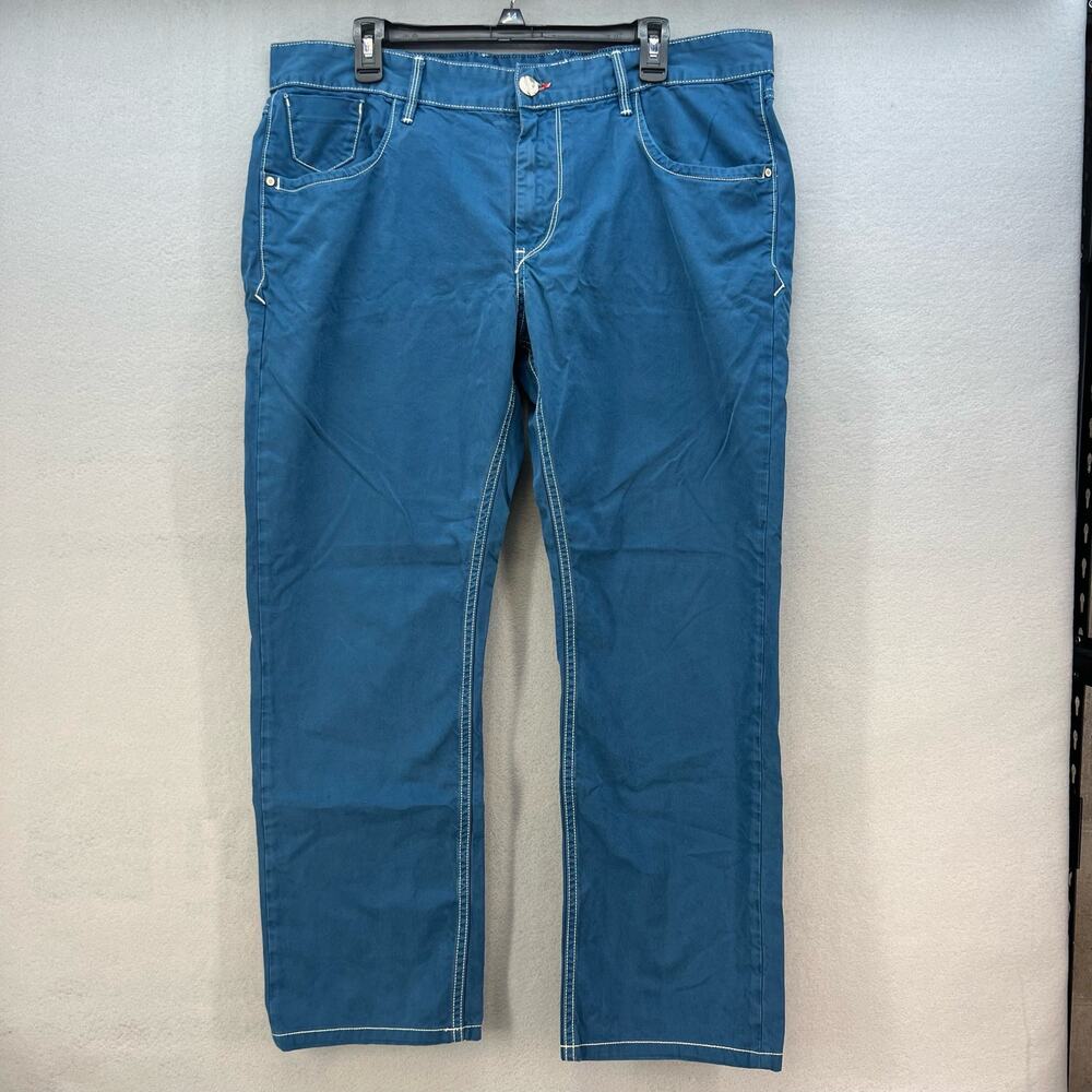 Robert Graham Pants Men's 38 Blue Slim Jim Chino Straight Leg Normcore Classic